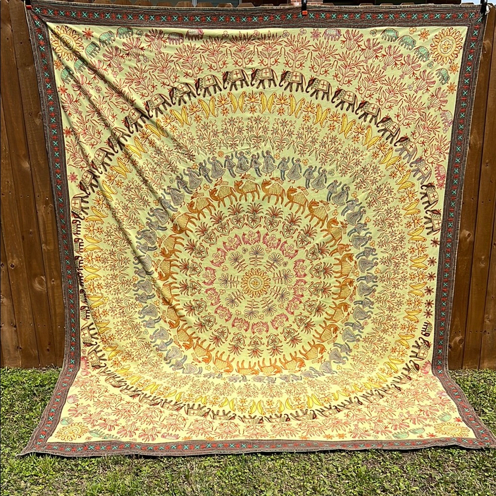 Vintage Handmade‎ Bohemian Ethic Embroidered Tapestry 85x102
